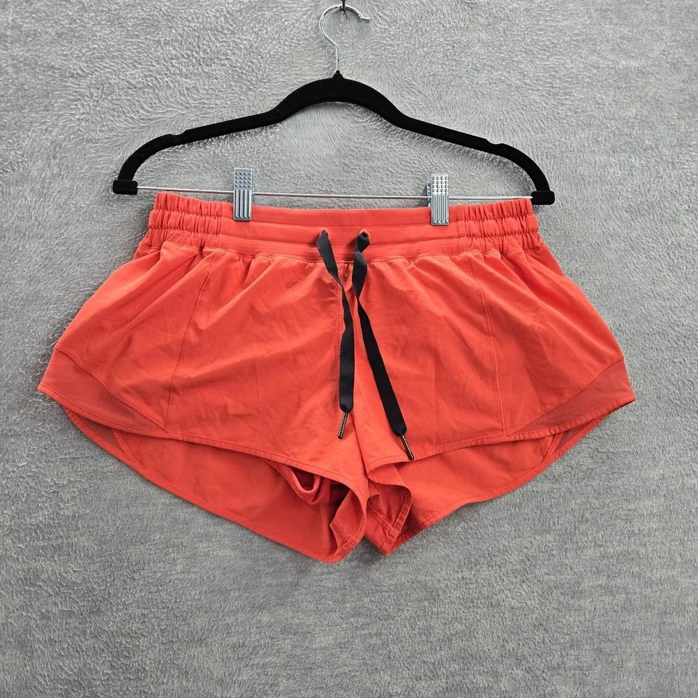 Lululemon Women Activewear Shorts 10 Orange Running Drawstring 2.5